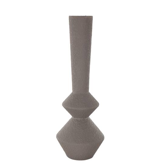 24.75" Dark Gray Metal Art Deco Fluted Decorative Vase